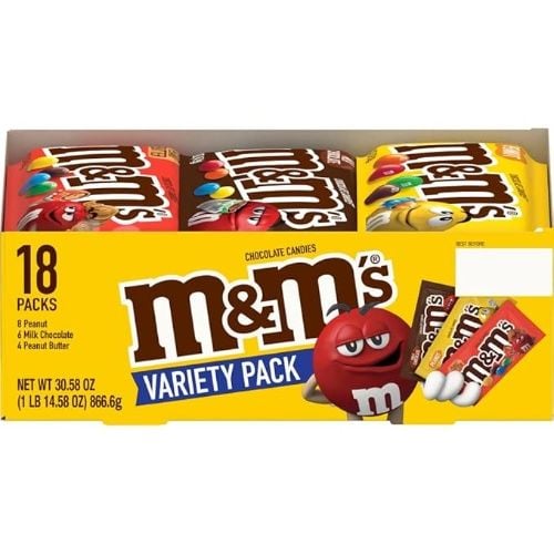 M&M's Chocolate Candies Variety Pack Full Size, 8 Peanut, 6 Milk Chocolate, 4 Peanut Butter, 30.58 oz