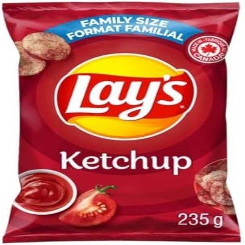 Lay's Ketchup, Potato Chips, 235g, Family Size Format Familial, Imported from Canada
