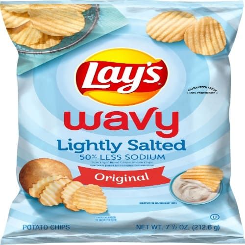 Lay's Original Potato Chips, Wavy Lightly Salted, 50% Less Sodium, 212.6g