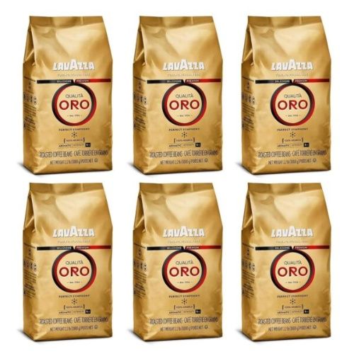 Lavazza Qualità Oro Whole Bean Coffee Blend, Medium Roast, Value Pack, 2.2 Pound Bag (Pack of 6)