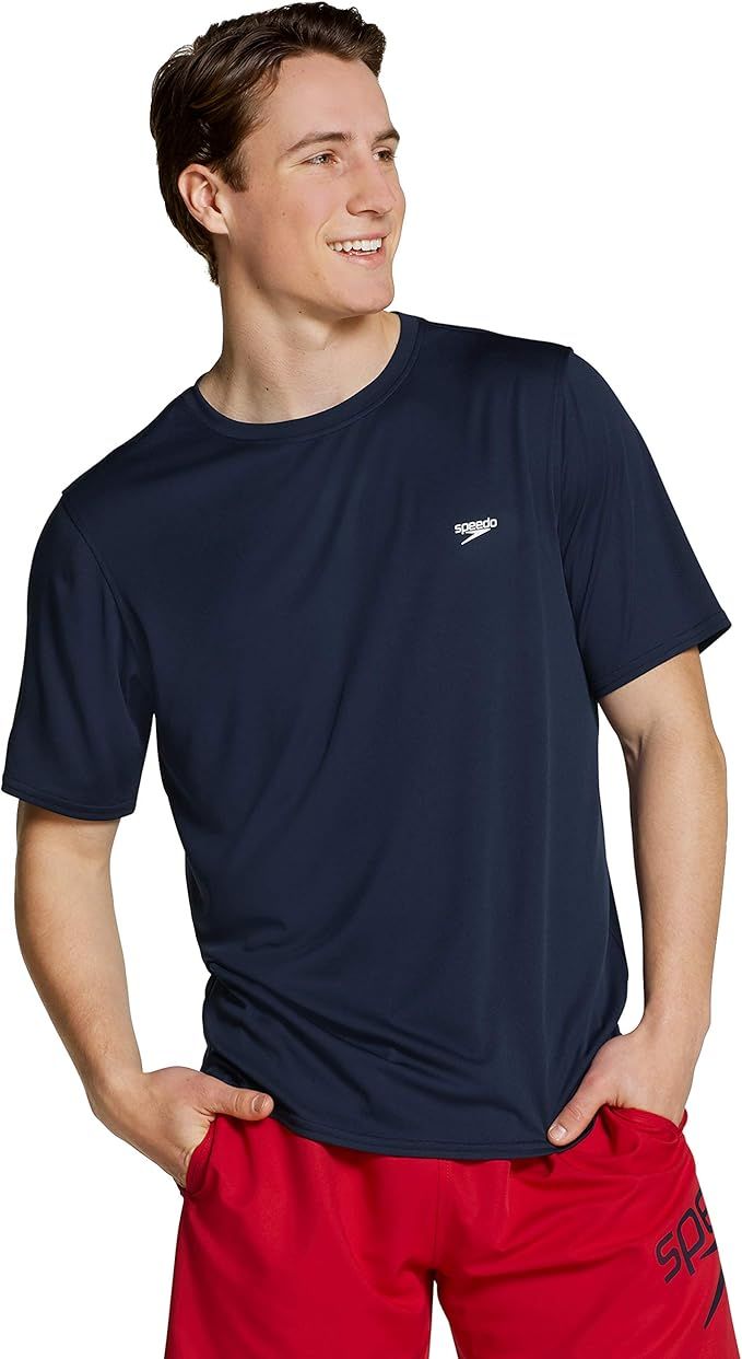 Speedo Men's UV Protection Short Sleeve Swim Shirt Regular Fit