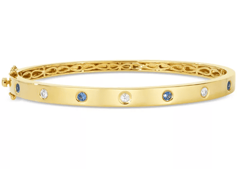 Le Vian Anywear Everywear® Blueberry Sapphire (1/4 ct. t.w.) & White Sapphire (1/4 ct. t.w.) or Pink Sapphire (1/4 ct. t.w.) & White Sapphire (1/4 ct. t.w.) Bangle Bracelet in 14k Yellow Gold