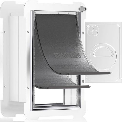 Miaotong Upgraded Sealing Pet Door for Wall, Double Flap, Steel Frame and Telescoping Tunnel, Large