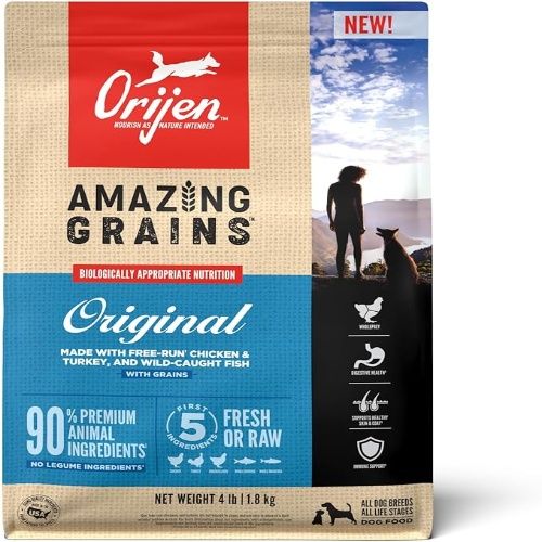 Orijen Amazing Grains Original Dry Dog Food, High Protein, Fresh or Raw Ingredients, 4 lb