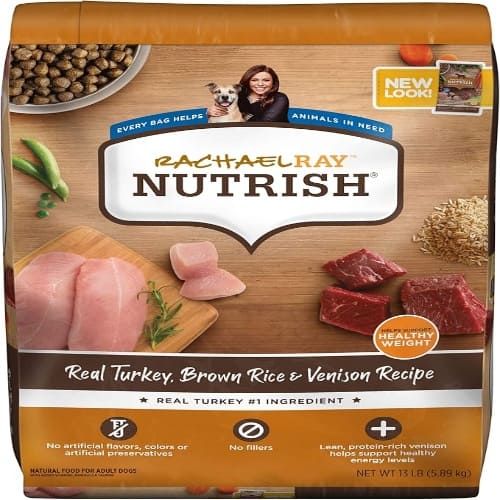 Rachael Ray Nutrish Dry Dog Food, Real Turkey, Brown Rice and Venison Recipe for Weight Management, 13 lb