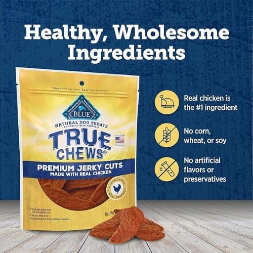 Blue Buffalo True Chews Natural Dog Treats, Premium Jerky Cuts, Made with Real Chicken, 4 oz