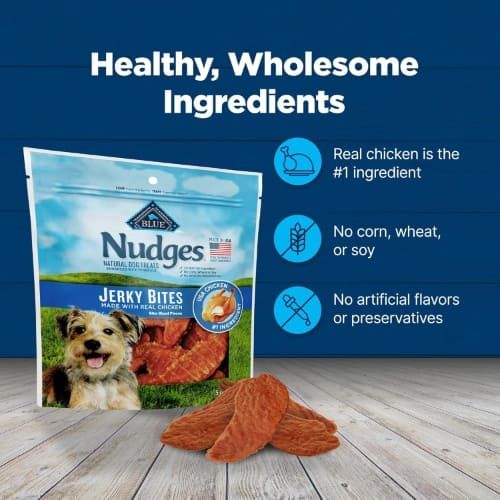 Blue Buffalo Nudges Natural Dog Treats, Jerky Bites, Made with Real Chicken, 5 oz Bag