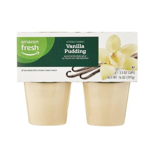 Amazon Fresh, Artificially Flavored, Vanilla Pudding Cups, 14 oz