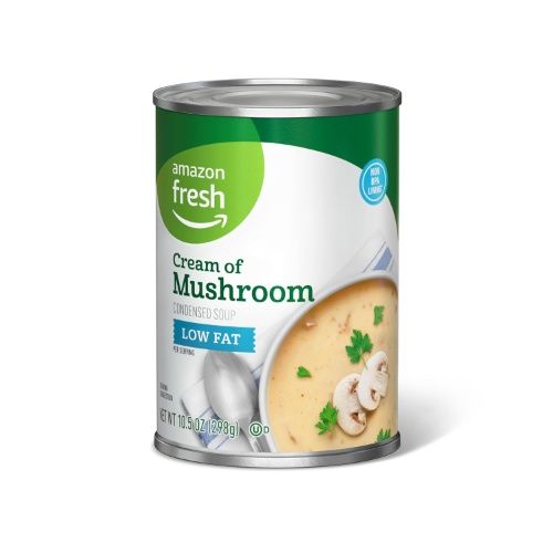 Amazon Fresh, Cream Of Mushroom Condensed Soup, Low Fat, Packaging May Vary, 10.5 oz