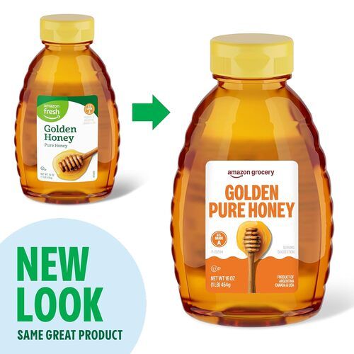 Amazon Fresh Golden Pure Honey, US Grade A, 16 oz