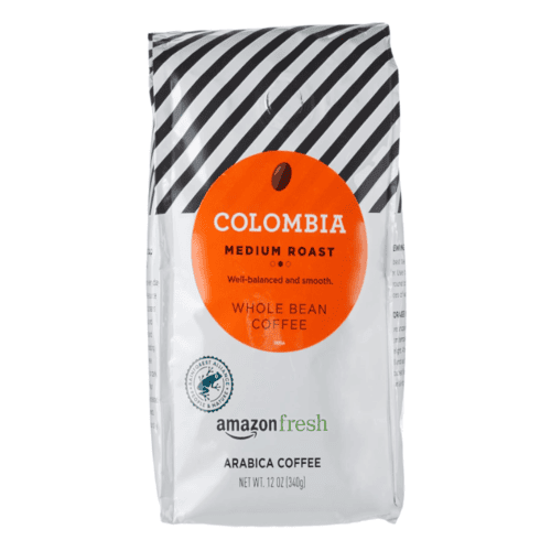 Amazon Fresh Colombia Whole Bean Coffee, Medium Roast, Well-balanced and Smooth, 12 oz