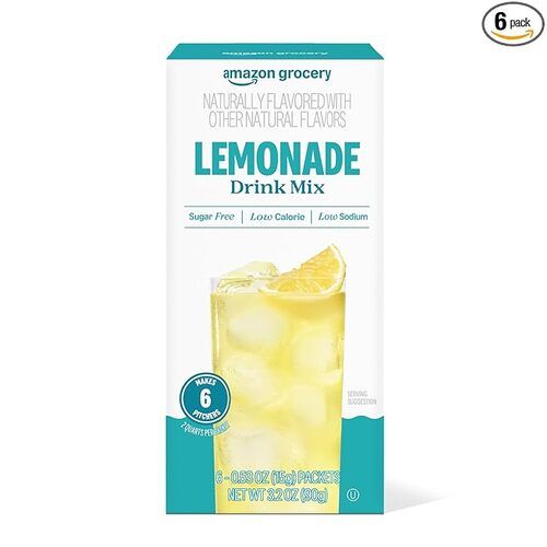 Amazon Grocery Lemonade Drink Mix, Sugar Free, Low Calorie, Low Sodium, 0.53 oz