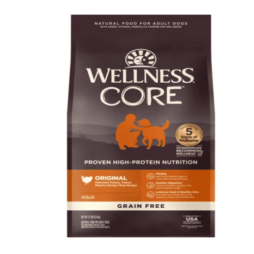 Wellness CORE Natural Food for Adult Dogs, Proven High-protein Nutrition, Original Turkey & Chicken, 12 oz