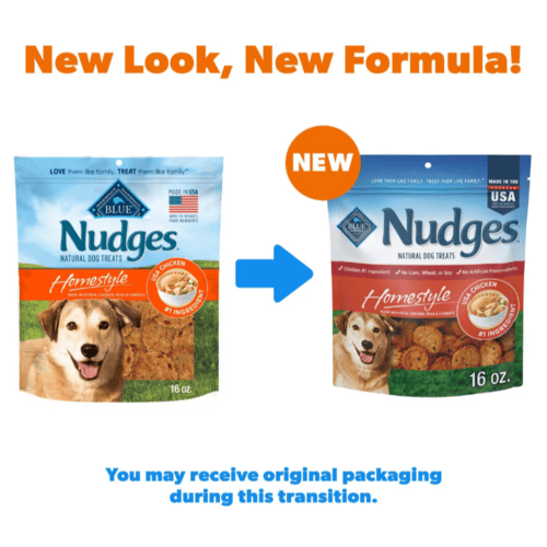 Blue Buffalo Nudges Natural Dog Treats, Homestyle Made with Real Chicken, Peas and Carrots, 16 oz Bag