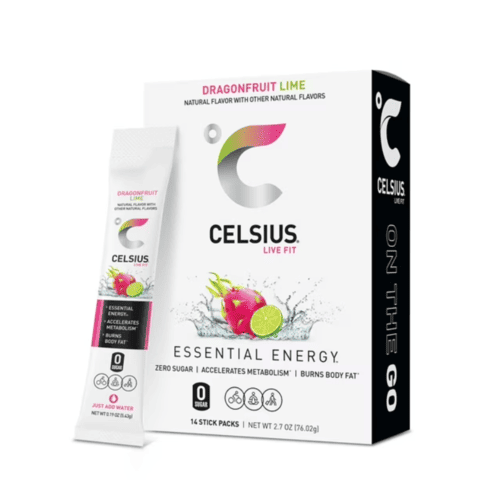 CELSIUS Essential Energy Drink Mix, Dragonfruit Lime, Zero Sugar, 2.7 oz, 14 Stick Pack