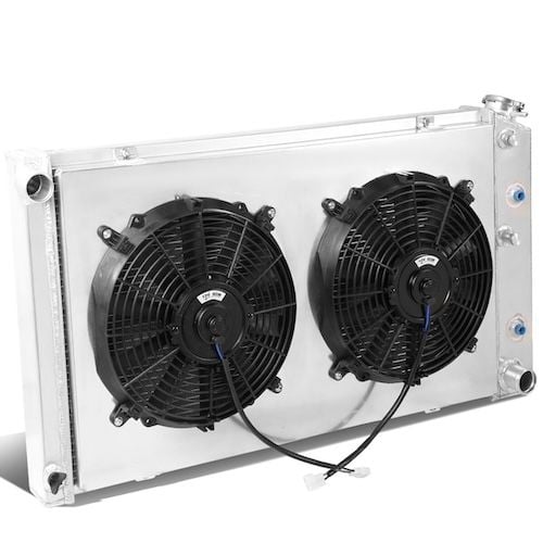 DNA Motoring 3-Row Tri-Core Aluminum Radiator + 12V Fan Shroud