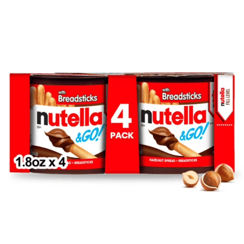 Nutella & GO! Hazelnut Spread+Breadsticks, Snack Cups, 4 Pack, 1.8 oz Each
