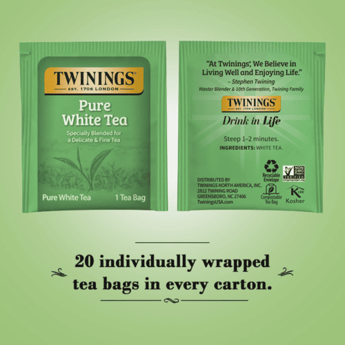 Twinings Pure White Tea, Specially Blended for a Delicate & Fine Tea, 20 Count, 1.06 oz