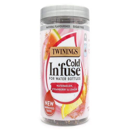 Twinings Cold In'Fuse for Water Bottles, Watermelon Strawberry & Lemon, New Improved Taste, Sugar Free, 12 Tea Bag, 66 g
