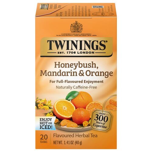 Twinings Flavoured Herbal Tea, Honeybush Mandarin & Orange, Naturally Caffeine-Free, 20 Tea Bags, 1.41 oz