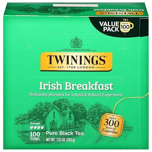 Twinings Irish Breakfast, Pure Black Tea, Brilliantly Blended for a Bold & Robust Experience, 100 Tea Bags, Pack of 1, 7.05 oz