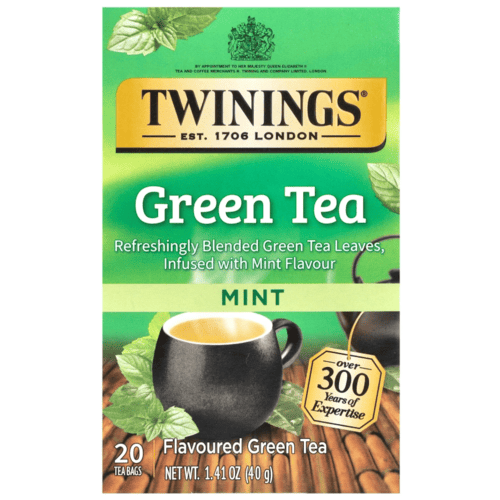 Twinings Flavored Green Tea, Mint, Refreshingly Blended Green Tea Leaves, 20 Tea Bags, 1.41 oz