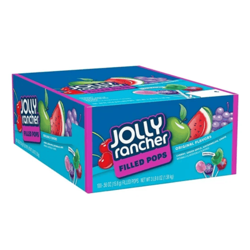 JOLLY RANCHER Assorted Original Fruit Flavored Filled Pops, 100 Pieces, 0.56 oz, Box