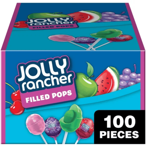 Jolly Rancher Filled Lollipops, Assorted Fruit Flavored, 100 Pieces, 56 oz, Box