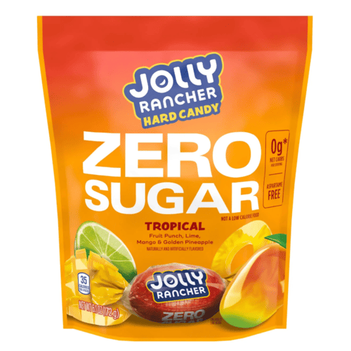 Jolly Rancher Hard Candy, Zero Sugar, Tropical Fruit Flavored, Fruit Punch, Lime, Mango & Golden Pineapple, 6.1 oz, Bag