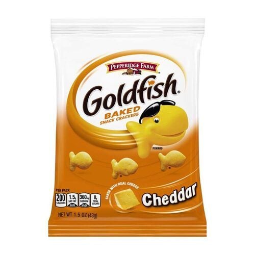 Pepperidge Farm Goldfish Baked Snack Crackers, Cheddar Cheese, Baked with Real Cheese, 1.5 oz, Pack of 72