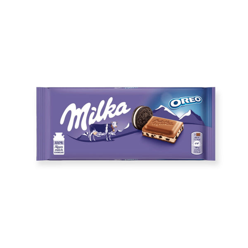 Oreo Milka Chocolate Bar, 100% Alpen Milch Schokolade, 100g