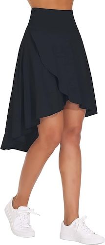 THE GYM PEOPLE Women's High Waist Wrap Ruffle Hem Asymmetric Skort