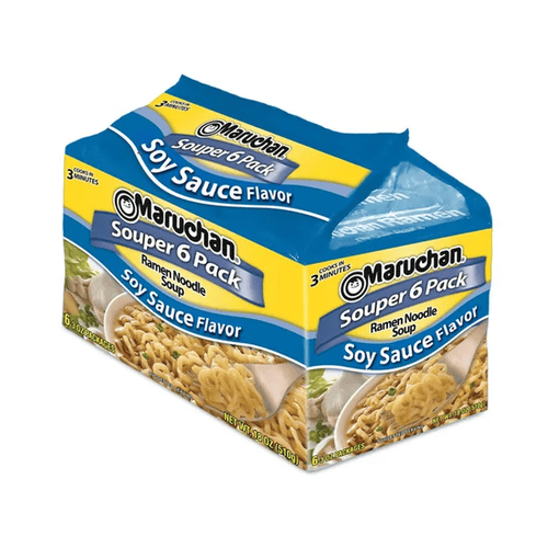 Maruchan Ramen Noodle Soup, Soy Sauce Flavor, Cooks in 3 Minutes, Souper 6 Pack