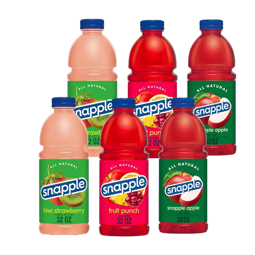Snapple All Natural Fruit Juice Drink, Real Fruit Flavor, Plastic Bottles, Variety Pack, 32 oz, Pack of 6