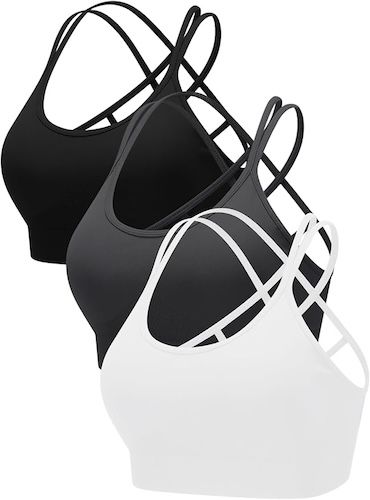 RUNNING GIRL Sports Bras for Women 3 Pack Criss Cross Back Sexy Strappy