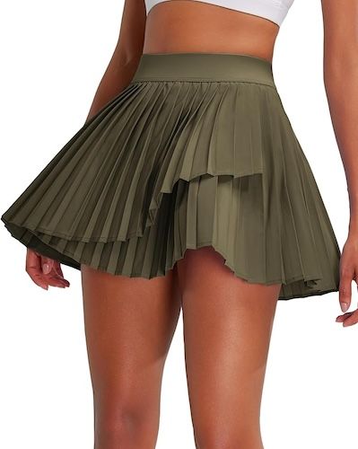 RUNNING GIRL Women's Pleated Tennis Skirts with Pockets High Waisted Tummy Control