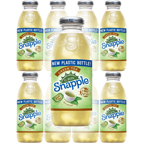 Snapple All Natural Green Tea, New Plastic Bottle, 16 oz, Pack of 12