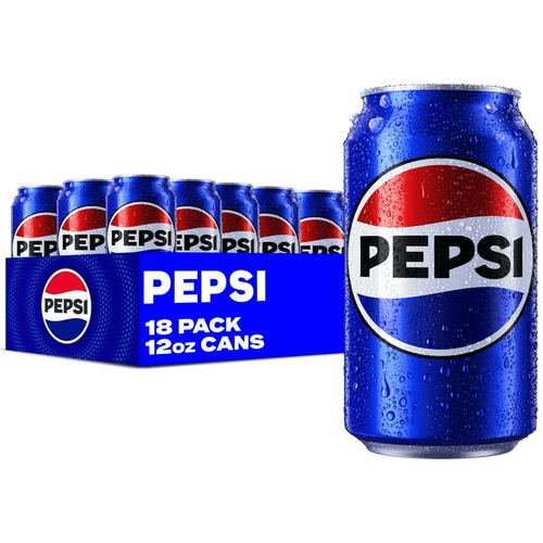 Pepsi Cola Soda Pop, Cans, 12 oz, Pack of 18