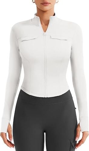 YEOREO CoreFlex Womens Workout Jackets Cropped Zip Up