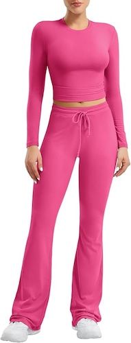 YEOREO Two Piece Sets for Women Long Sleeve Tops Lounge Set