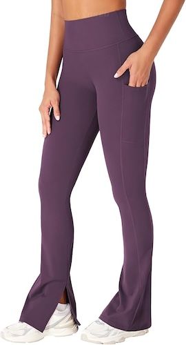 YEOREO Women Mini Flare Split Hem Leggings