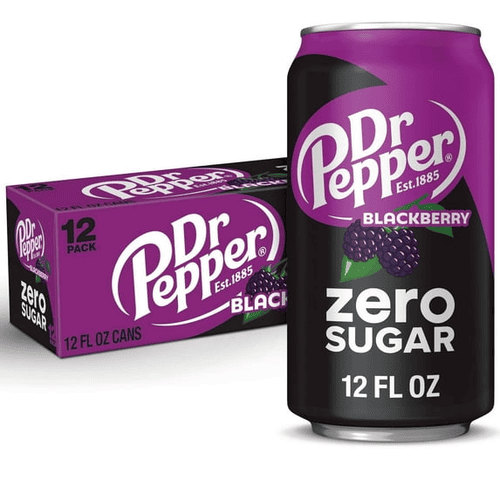 Dr Pepper Zero Sugar Soda, Blackberry, 12 oz, Cans, Pack of 2