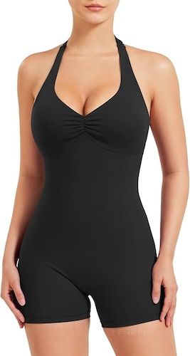 YEOREO Women Halter Workout Jumpsuits One Piece Backless