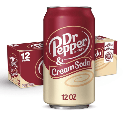 Dr Pepper Cream Soda, Cans, 12 oz, Pack of 12