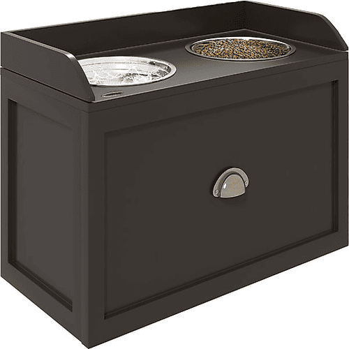 PawHut Dog Bowls with Storage Drawer, Stainless Steel Elevated, Coffee