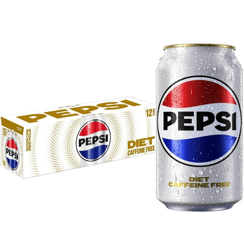 Pepsi Diet Cola Soda Pop, Caffeine Free, Cans, 12 oz, Pack of 12