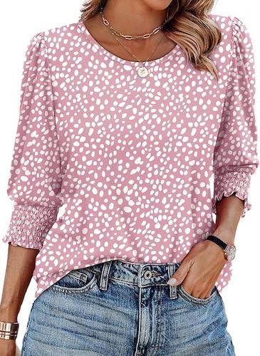 XIEERDUO Blouses for Women Dressy Casual 3/4 Length Sleeve Womens Tops