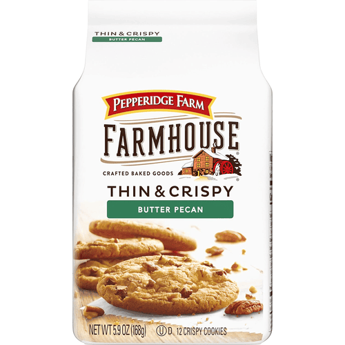 Pepperidge Farm Farmhouse Crafted Baked Goods, Thin & Crispy Butter Pecan, 5.9 oz, 12 Cookies, Bag