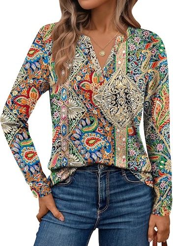 AUTOMET Womens Long Sleeve Shirts Fall Tops 2025 Henley Blouses