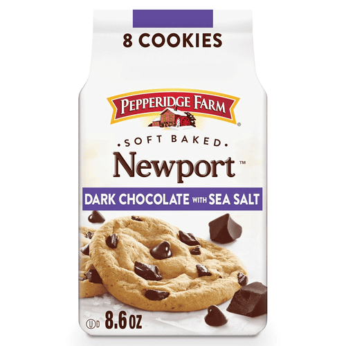 Pepperidge Farm Soft Baked Newport Dark Chocolate with Sea Salt, 8 Cookies, 8.6 oz, Bag